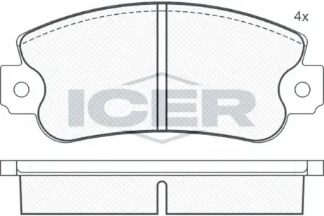 Комплект тормозных колодок, дисковый тормоз ICER 180474