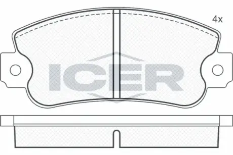 Комплект тормозных колодок, дисковый тормоз ICER 180496
