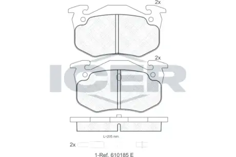 Комплект тормозных колодок, дисковый тормоз ICER 180535