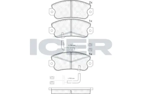 Комплект тормозных колодок, дисковый тормоз ICER 180658