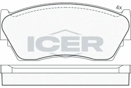 Комплект тормозных колодок, дисковый тормоз ICER 180937