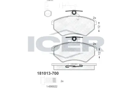 Brake pads. Колодки тормозные, дисковый тормоз ICER 181013700