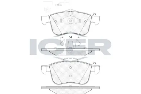Комплект тормозных колодок, дисковый тормоз ICER 182007