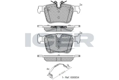 Колодки гальмівні (задні) Volvo S60/V60 18-/S90/V90/XC60 16-/XC90 14- (к-кт) ICER 182232203