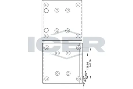 Комплект тормозных башмаков, барабанные тормоза ICER 21949500