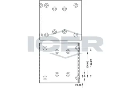 Комплект тормозных башмаков, барабанные тормоза ICER 21957900