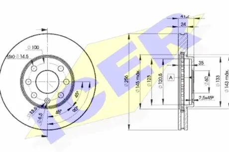 Диск гальмівний (передній) Opel Astra G 98-09/Chevrolet Astra 02-11 (256x24) (вент.) ICER 78BD78792