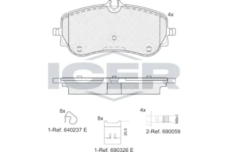 Колодки гальмівні (задні) VW Crafter 16-/Amarok 10-/MAN TGE 16- ICER LM2301