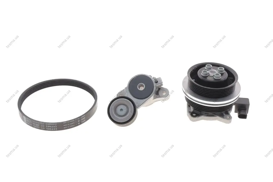 Комплект ременя генератора + помпа VW Golf/Passat/Touran 1.4 TSI 05-. (5PK493) INA 529034030 (фото 1)