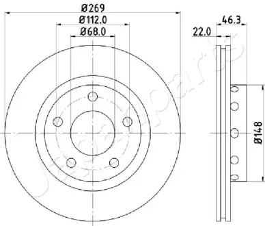 Диск гальмівний задн.(вентил.) AUDI A8 96-01 (269*22) JAPANPARTS DP0913