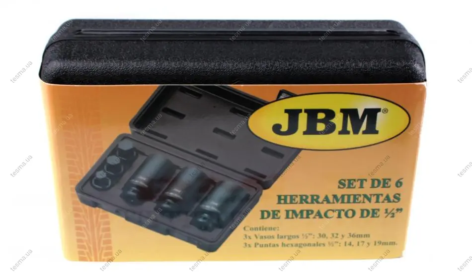 Набір ударних головок та біт 1/2" 14-36 мм 6 од. JBM 52337 (фото 1)
