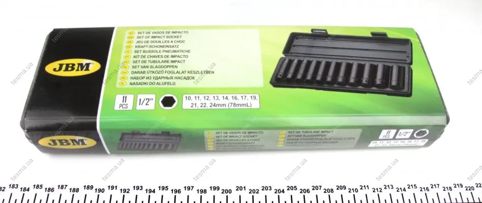 Набір ударних головок 1/2" 10-24 мм 11 од. Long 78 мм JBM 52342 (фото 1)