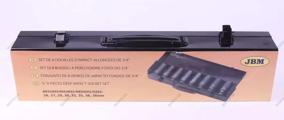 набір ударних головок 3/4" 26-38 мм 8 од. long 90 мм JBM 52347 - фото 1