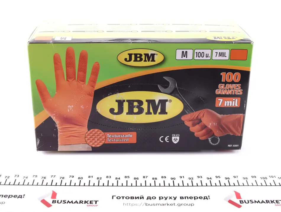 Рукавиці нітрилові (M) 100шт (7mil) (помаранчеві Diamond texture) JBM 53551 (фото 1)