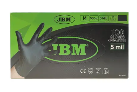 Рукавиці нітрилові (M) 100шт (5mil) (чорні) JBM 54151