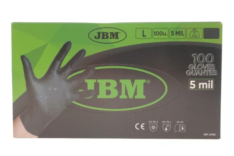 Рукавиці нітрилові (L) 100шт (5mil) (чорні) JBM 54152