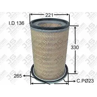 Фильтр воздушный, основной. Фільтр повітряний, первинний. Air filter, primary JS ASAKASHI A364J