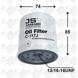 Oil filter, Spin-On. Фильтр масляный, накручиваемый JS ASAKASHI C117J