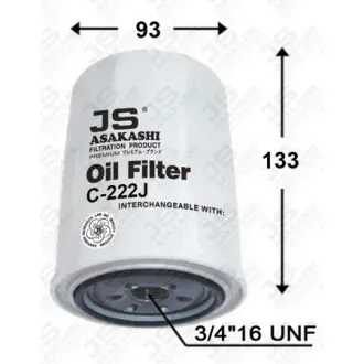 Oil filter, Spin-On. Фильтр масляный, накручиваемый JS ASAKASHI C222J