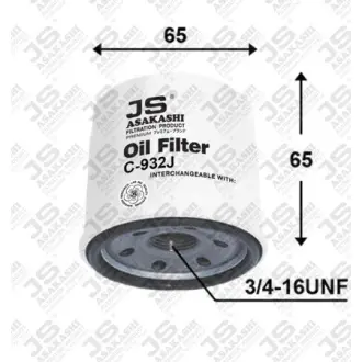 Oil filter, Spin-On. Фильтр масляный, накручиваемый JS ASAKASHI C932J