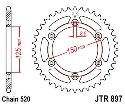 Зірка MOTO JT SPROCKETS 115-464-52 (фото 1)