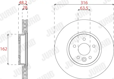 Гальмівний диск передній Jaguar XE JURID 563304JC