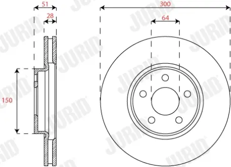 Гальмівний диск передній Ford Galaxy III, S-Max (2015->) JURID 563313JC