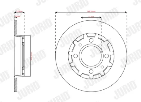 Гальмівний диск задній CITROËN C4 / OPEL Corsa, Mokka / PEUGEOT 208, 2008 JURID 563364JC