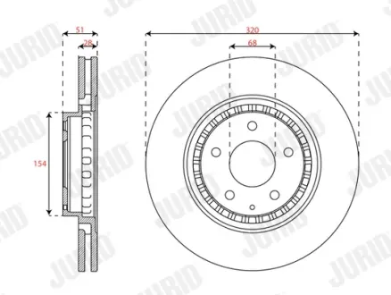 Гальмівний диск передній Mazda 6, CX-5, CX-9 JURID 563714JC