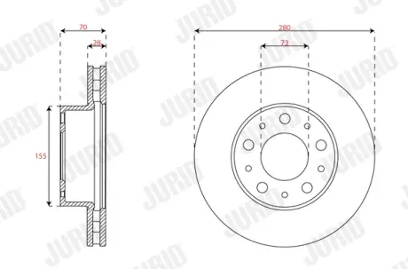 CITROEN диск гальмівний передн.Jumper,Fiat Ducato,Boxer 06- JURID 563716JC