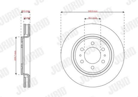 FORD USA Гальм. диск передн. F-150 4.6 08-10, EXPEDITION 5.4 XLT 4x4 07- JURID 563748JC1