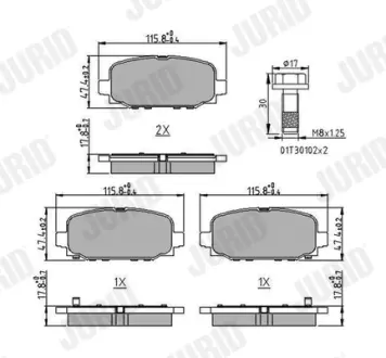 Гальмівні колодки задні Jeep Compass (2017->) JURID 573824J