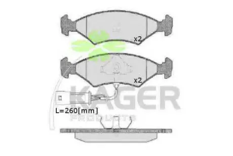 Комплект тормозных колодок, дисковый тормоз KAGER 350181