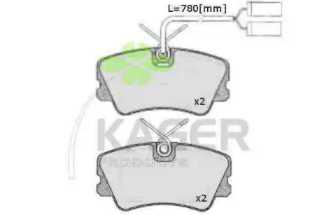 Комплект тормозных колодок, дисковый тормоз KAGER 350222