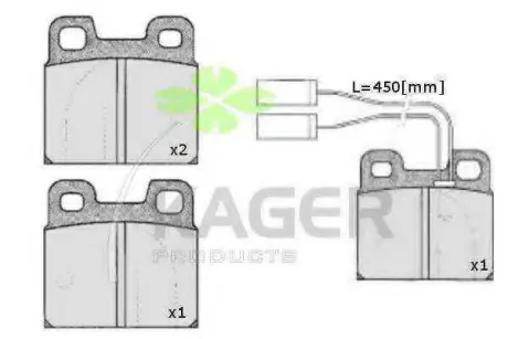 Комплект тормозных колодок, дисковый тормоз KAGER 350336