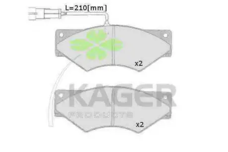 Комплект тормозных колодок, дисковый тормоз KAGER 350477