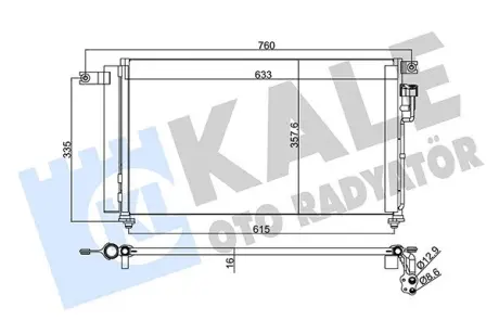 Радиатор кондиционера KIA Rio II (05-) 1.4i, 1.6i KALE 345235