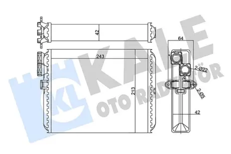 Радіатор обігрівача Volvo S60 (01-), S80 (99-), V70 (00-), XC70 (02-), XC90 (02-) OTO RADYATOR KALE 346430