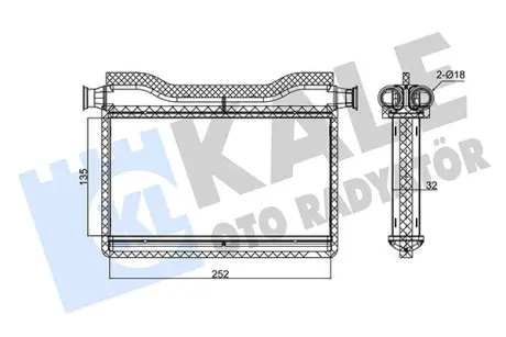 Радіатор обігрівача BMW 5 F10 (10-), 6 F12 (11-), 7 F01 (09-) OTO RADYATOR KALE 346750