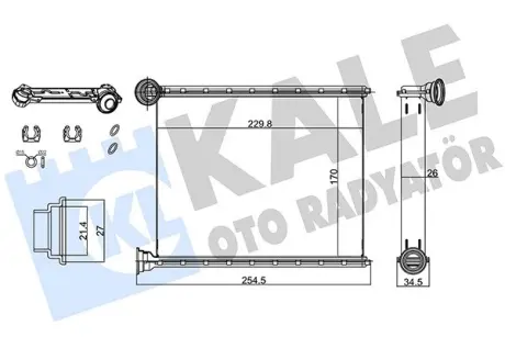 Радіатор отопителя Citroen C3 (09-)/Peugeot 308 (07-) OTO RADYATOR KALE 347120