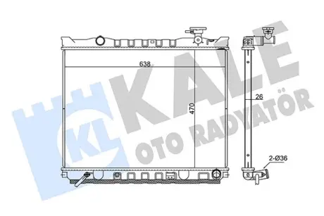 Радіатор охолодження двигуна (паяний) KIA Sorento 2.5 CRDi (06-) МКПП OTO RADYATOR KALE 348380