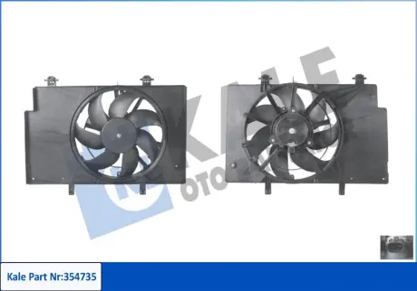 Вентилятор охолодження радіатора (з дифузором) Ford Fiesta (08-), B-Max (12-) OTO RADYATOR KALE 354735