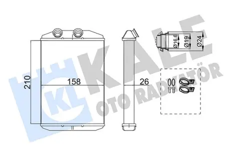 Радіатор отопителя Renault Kangoo II (08-)/MB Citan (12-)/Nissan NV400 (11-) OTO RADYATOR KALE 355105