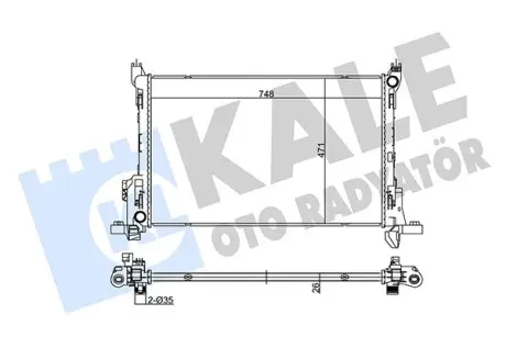 Радіатор охолодження двигуна (паяний) Renault Trafic III/Opel Vivaro B (15-)/Nissan NV300/Fiat Talento (17-) OTO RADYATOR KALE 355635