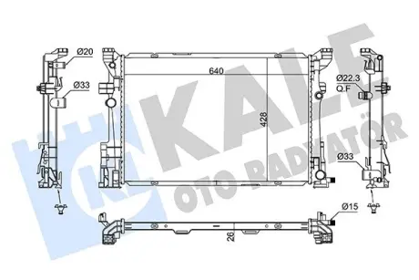 Радіатор охолодження двигуна (паяний) MB A-Class (13-), B-Class (12-)/Infiniti Q30 (15-) 7 speed DCT OTO RADYATOR KALE 362885