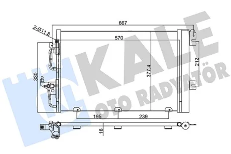 Радіатор кондиціонера (570x377,4x16) Opel Astra H (04-), Zafira B (05-) 1.4i, 1.6i, 1.8i  OTO RADYATOR KALE 393400