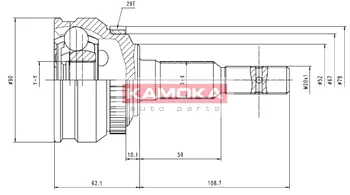 Шарнирный комплект, приводной вал KAMOKA 6200