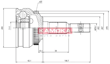 Шарнирный комплект, приводной вал KAMOKA 6254