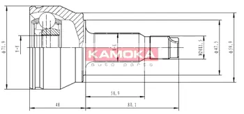 Шарнирный комплект, приводной вал KAMOKA 6348