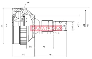 Шарнирный комплект, приводной вал KAMOKA 6484